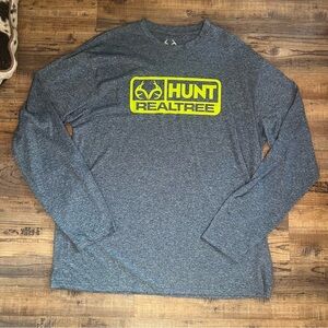 Realtree Mens Grey Performance T Shirt Polyester Light Weight Hunt Logo Size XL